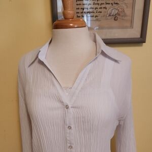 Cato Basic White Button-Down Blouse with Cami